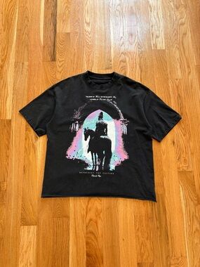 Drip by Rage Majestic King Snow Wash Black Graphic Cotton Cropped Boxy T Shirt L